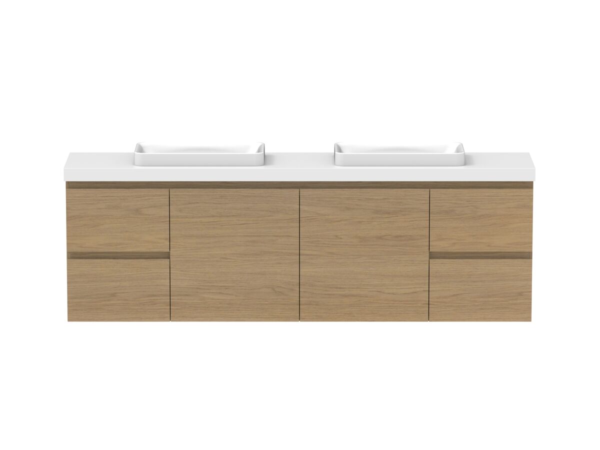 reece Posh Domaine Plus Ensuite 1800mm Wall Hung Vanity Double Basin 50mm Caesarstone Mineral Top