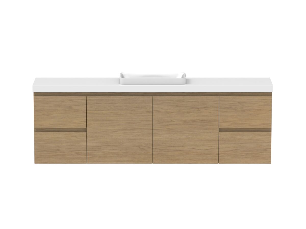 reece Posh Domaine Plus Ensuite 1800mm Wall Hung Vanity Centre Basin 50mm Caesarstone Mineral Top