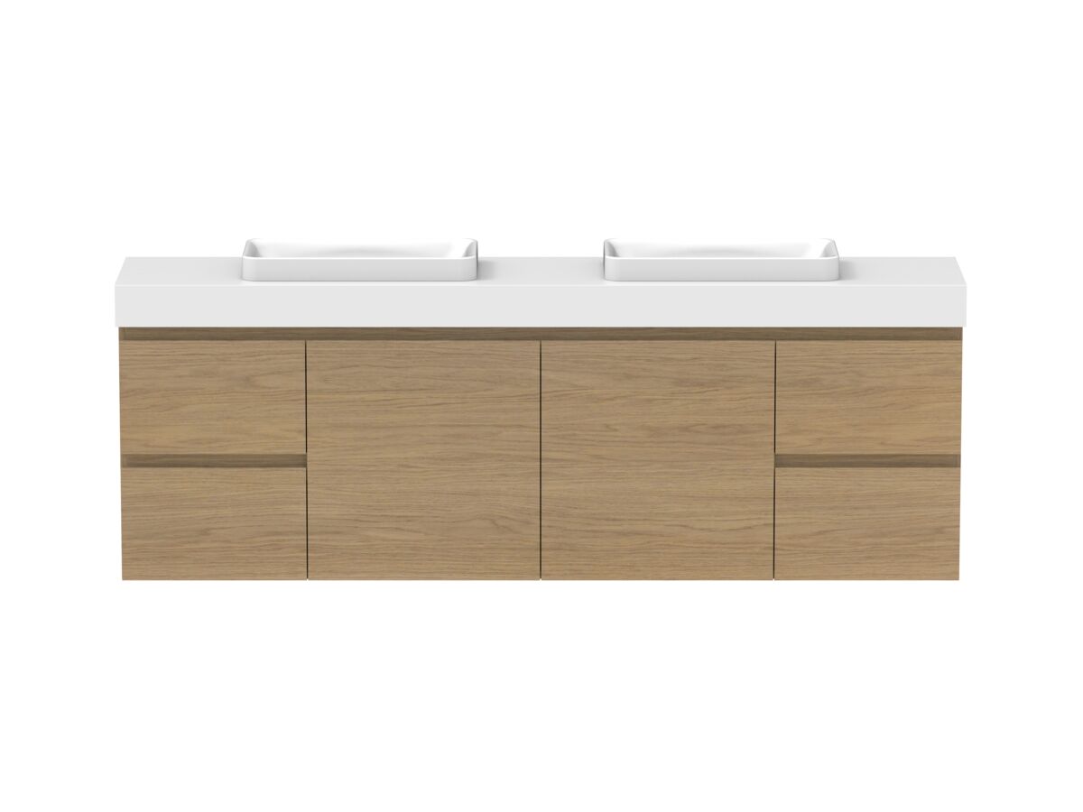 reece Posh Domaine Plus Ensuite 1800mm Wall Hung Vanity Double Basin 90mm Durasein Top