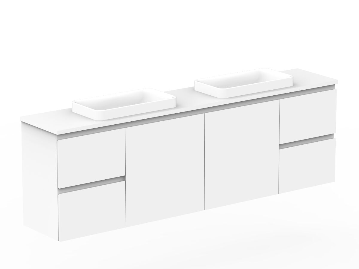 Reece Posh Domaine Plus Ensuite 1800mm Wall Hung Vanity Double Basin 20mm Cherry Pie Top