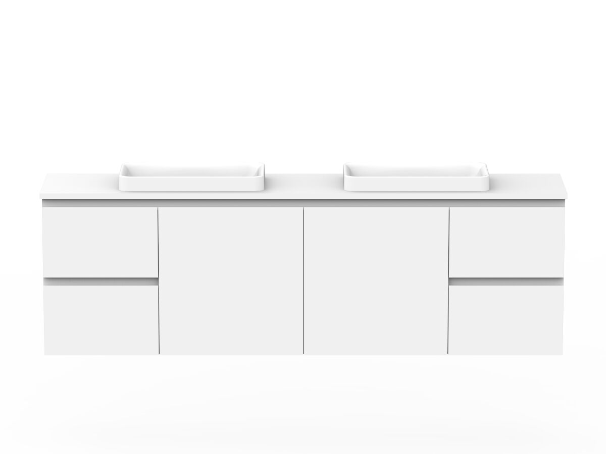 reece Posh Domaine Plus Ensuite 1800mm Wall Hung Vanity Double Basin 20mm Cherry Pie Top