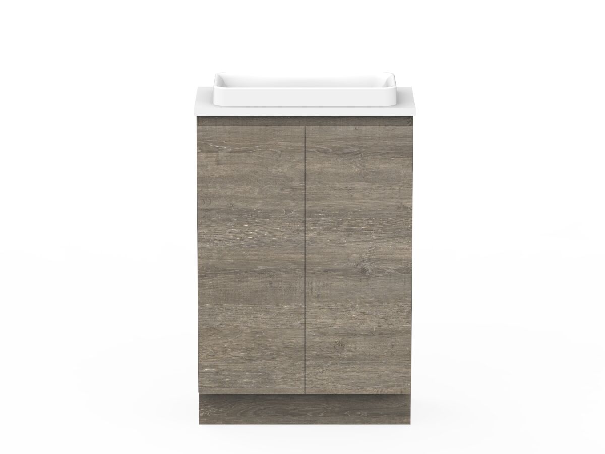 reece Posh Domaine Plus Ensuite 600mm Floor Mounted Vanity Centre Basin 20mm Cherry Pie Top