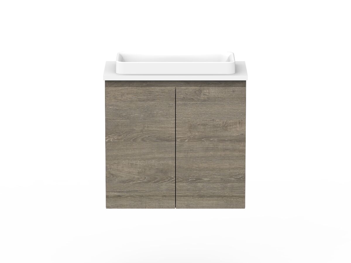 reece Posh Domaine Plus Ensuite 600mm Wall Hung Vanity Centre Basin 20mm Cherry Pie Top