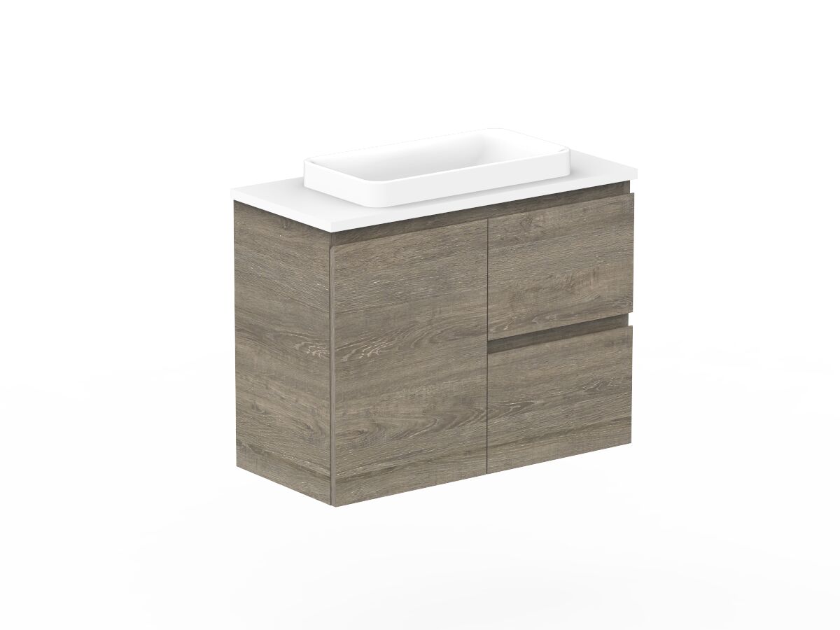 Reece Posh Domaine Plus Ensuite 750mm Wall Hung Vanity Centre Basin 20mm Cherry Pie Top