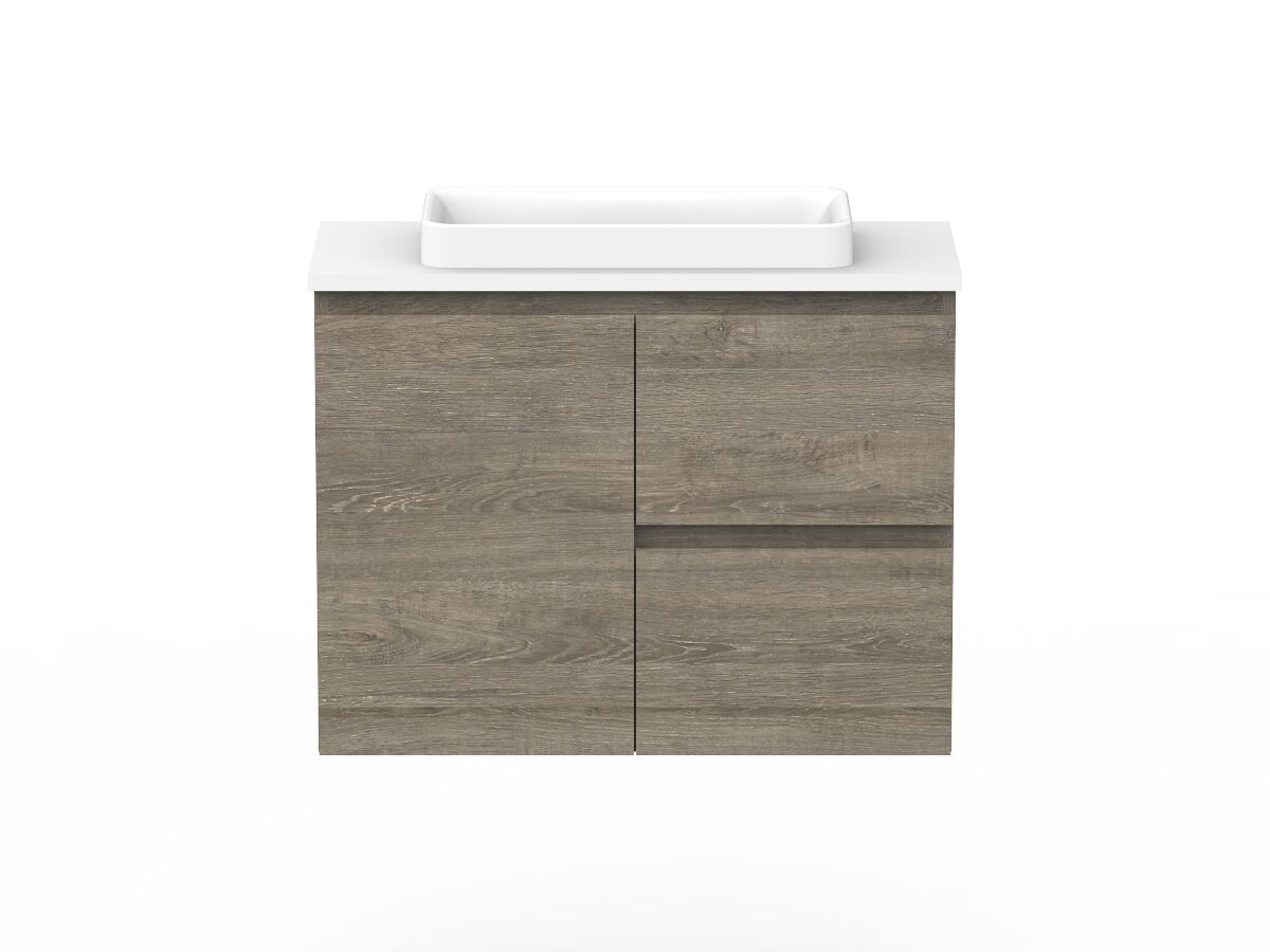 reece Posh Domaine Plus Ensuite 750mm Wall Hung Vanity Centre Basin 20mm Cherry Pie Top