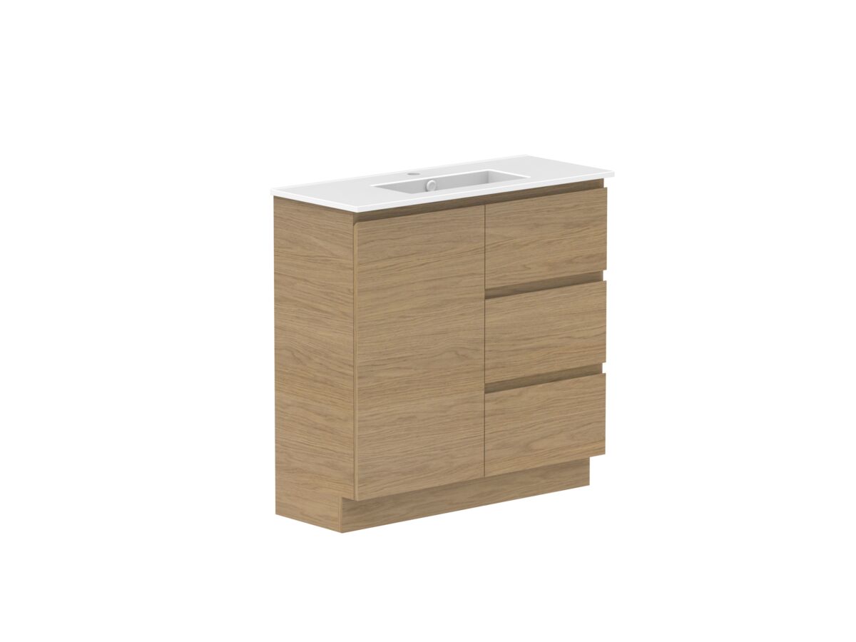 Reece Posh Domaine Plus Ensuite 900mm Floor Mounted Vanity Centre Basin Matte White Ceramic Top