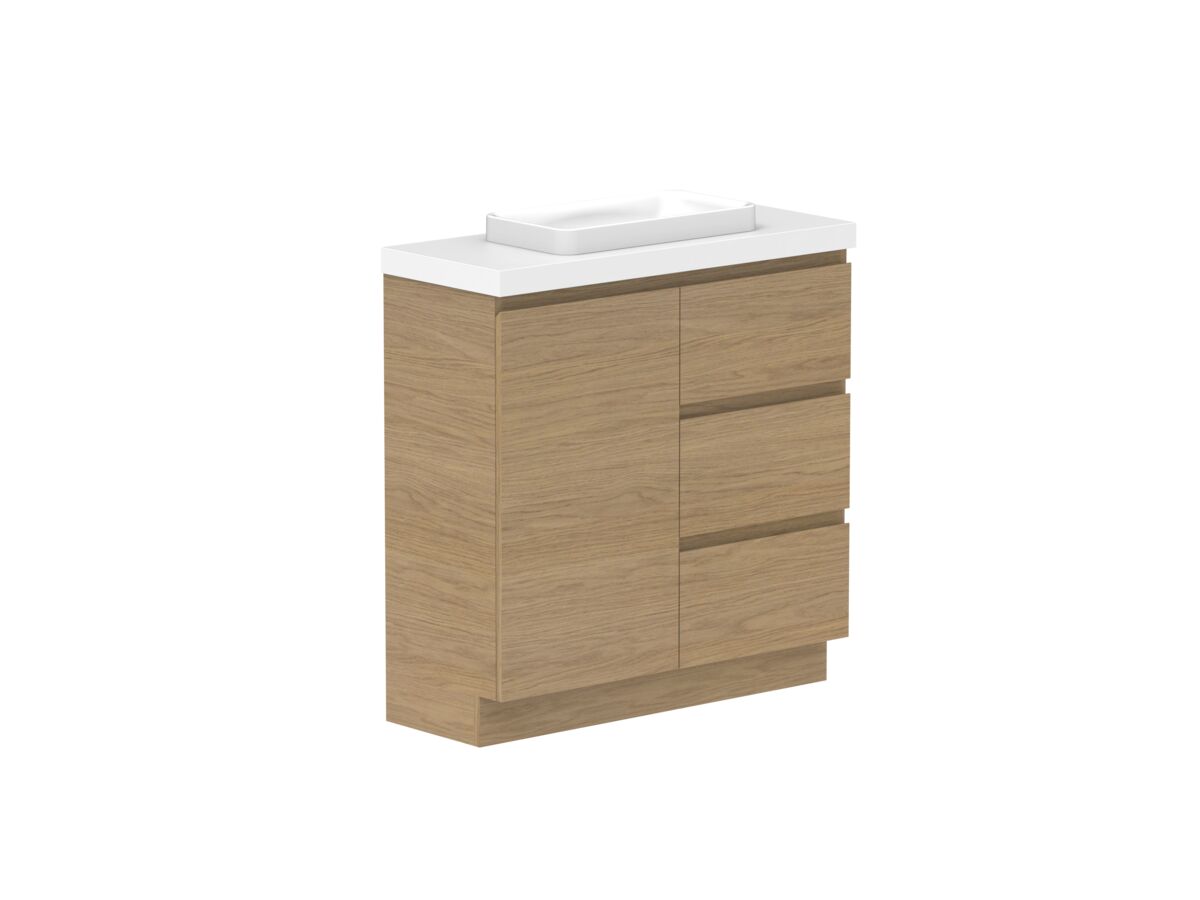 Reece Posh Domaine Plus Ensuite 900mm Floor Mounted Vanity Centre Basin 50mm Durasein Top