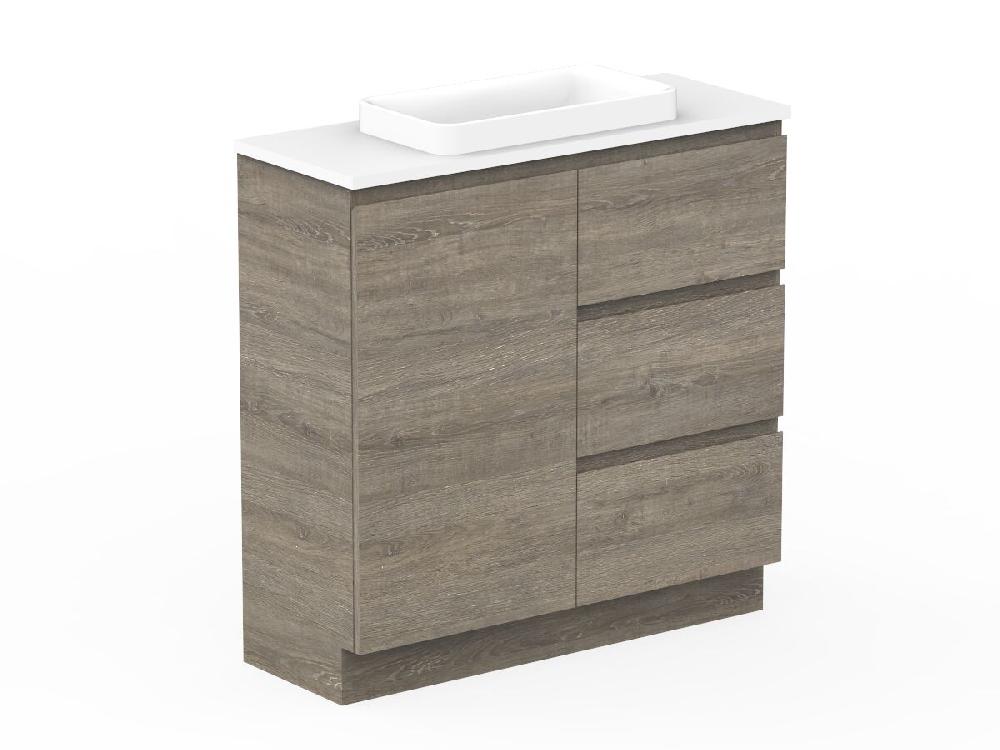 Reece Posh Domaine Plus Ensuite 900mm Floor Mounted Vanity Centre Basin 20mm Cherry Pie Top