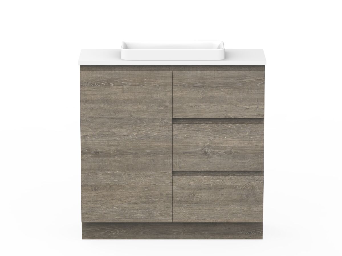 reece Posh Domaine Plus Ensuite 900mm Floor Mounted Vanity Centre Basin 20mm Cherry Pie Top