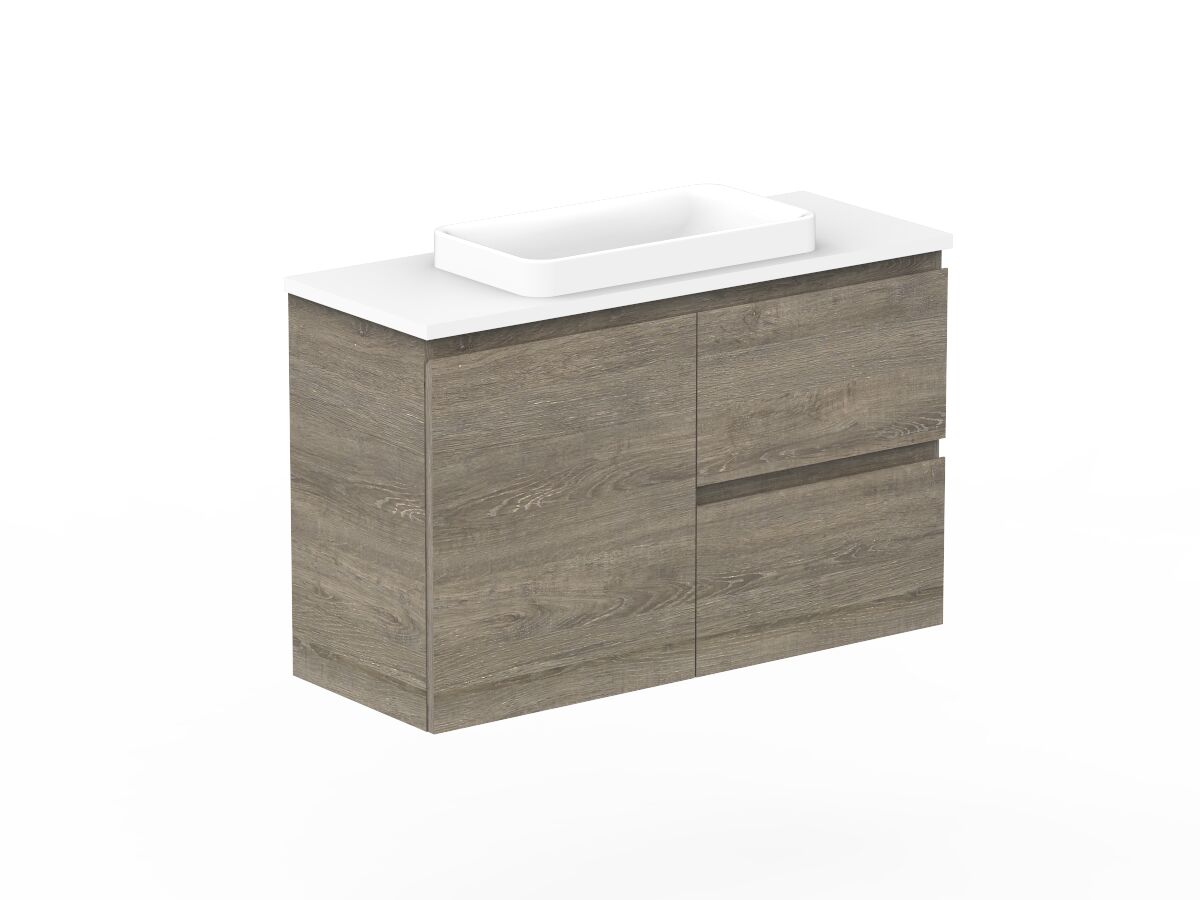 Reece Posh Domaine Plus Ensuite 900mm Wall Hung Vanity Centre Basin 20mm Cherry Pie Top