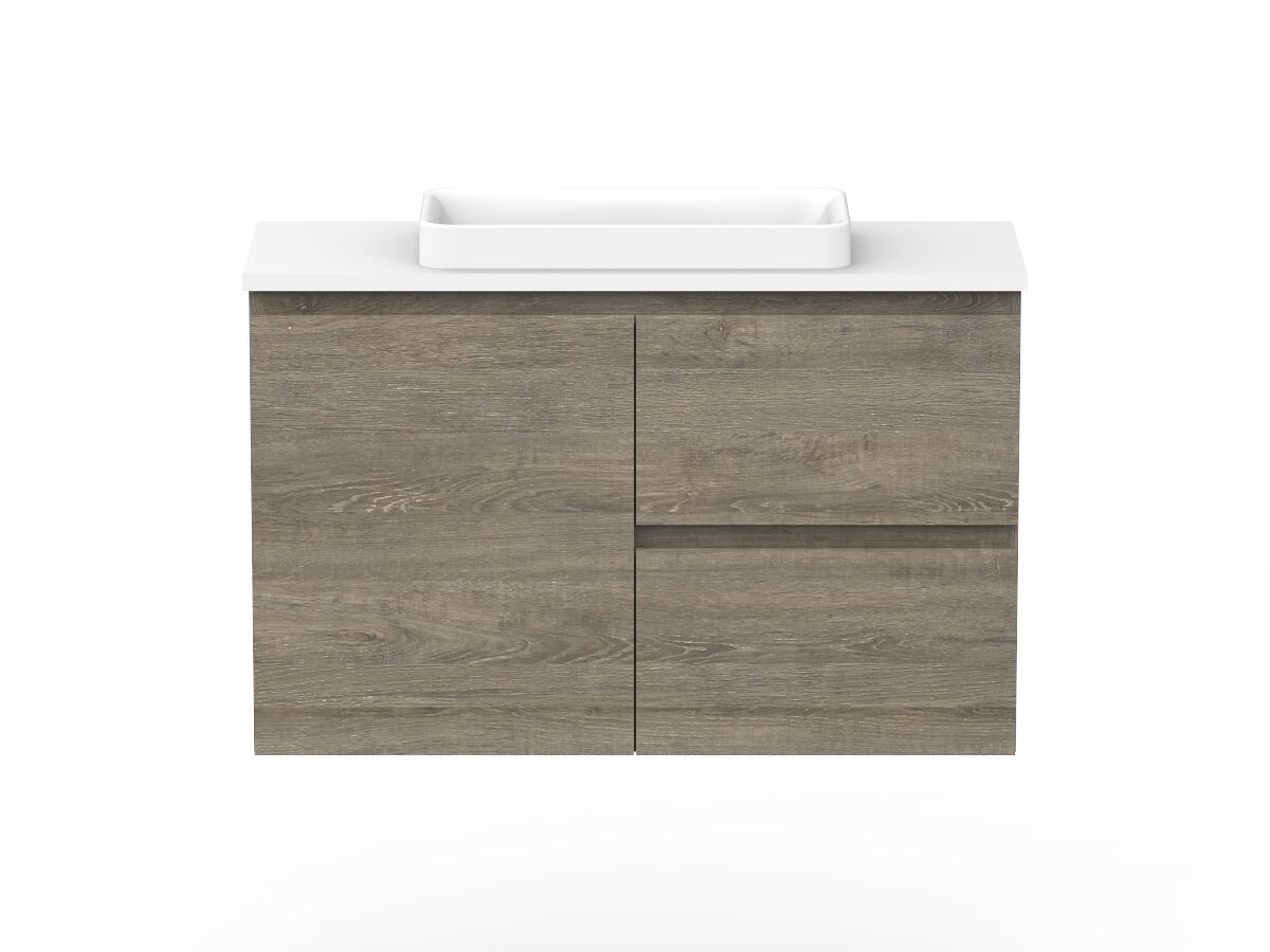 reece Posh Domaine Plus Ensuite 900mm Wall Hung Vanity Centre Basin 20mm Cherry Pie Top