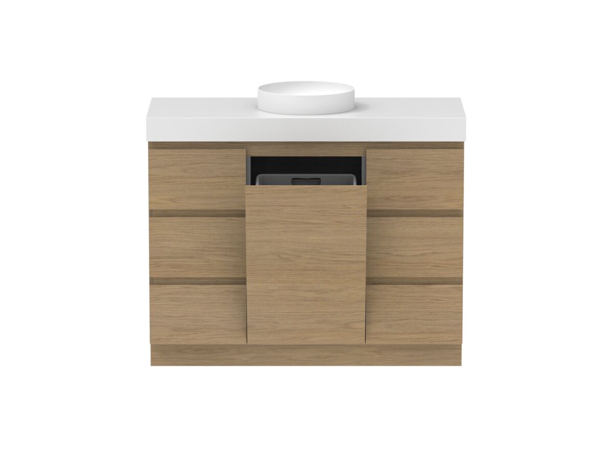 Reece Posh Domaine Plus Hamper 1200mm Floor Mounted Vanity Centre Basin 90mm Cherry Pie Top