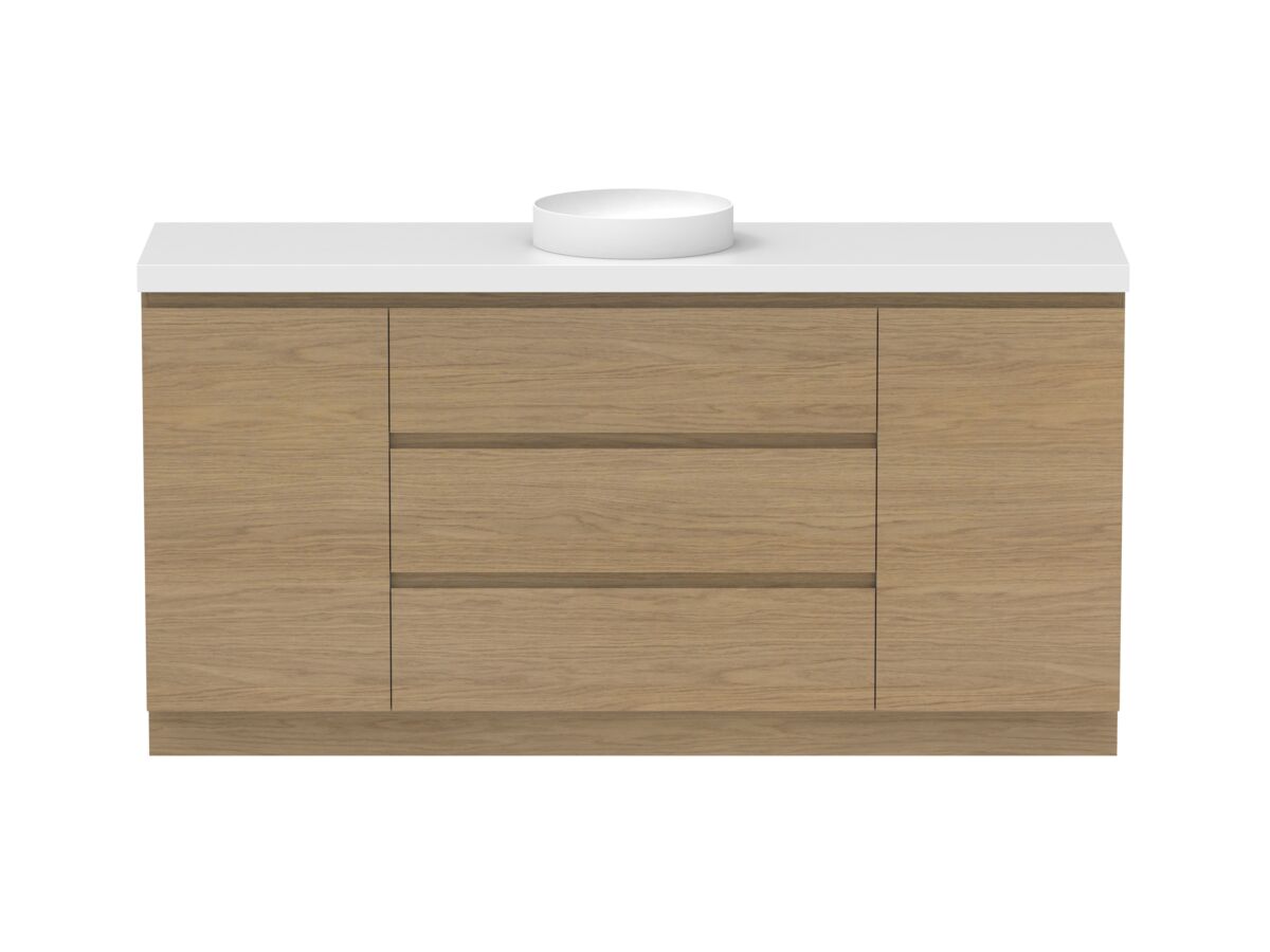 Reece Posh Domaine Plus Hamper 1800mm Floor Mounted Vanity Centre Basin 50mm Durasein Top