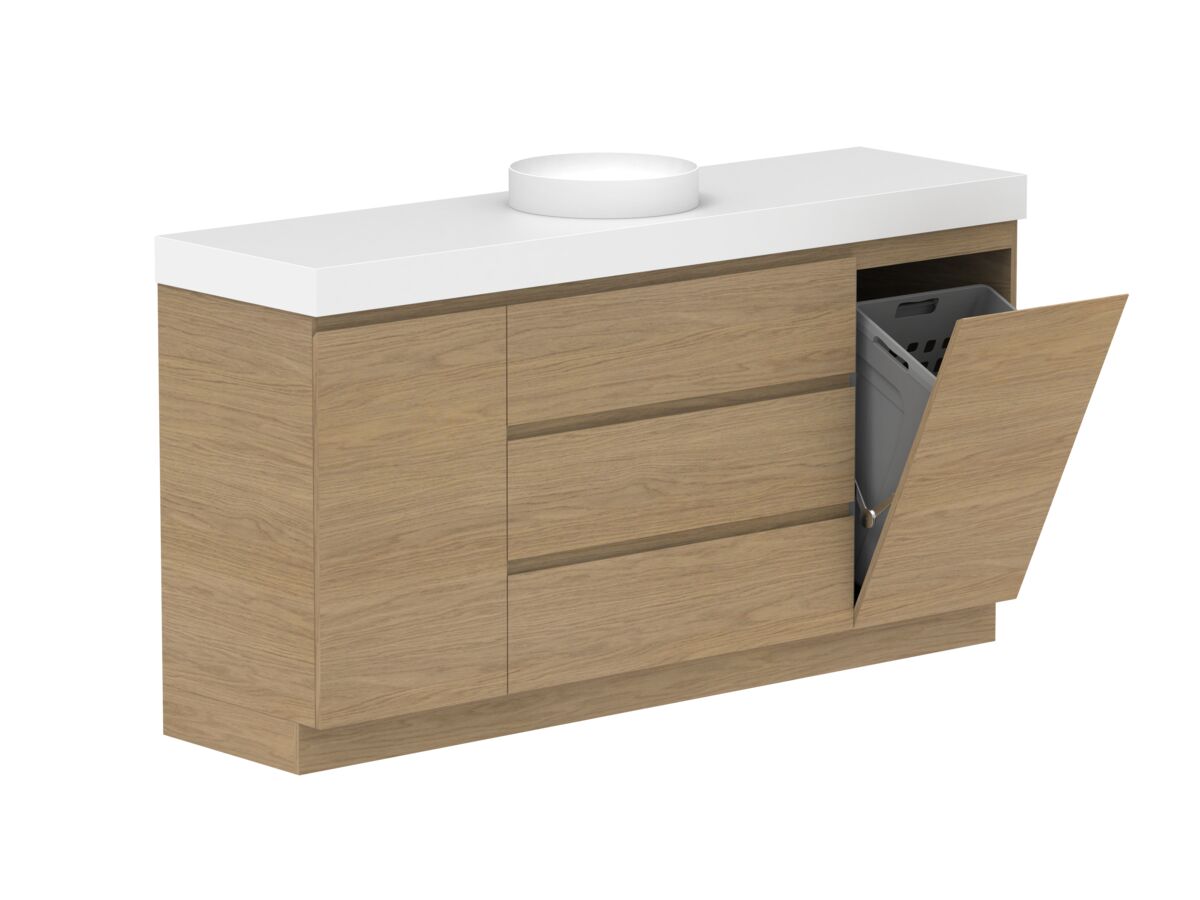 Reece Posh Domaine Plus Hamper 1800mm Floor Mounted Vanity Centre Basin 90mm Cherry Pie Top