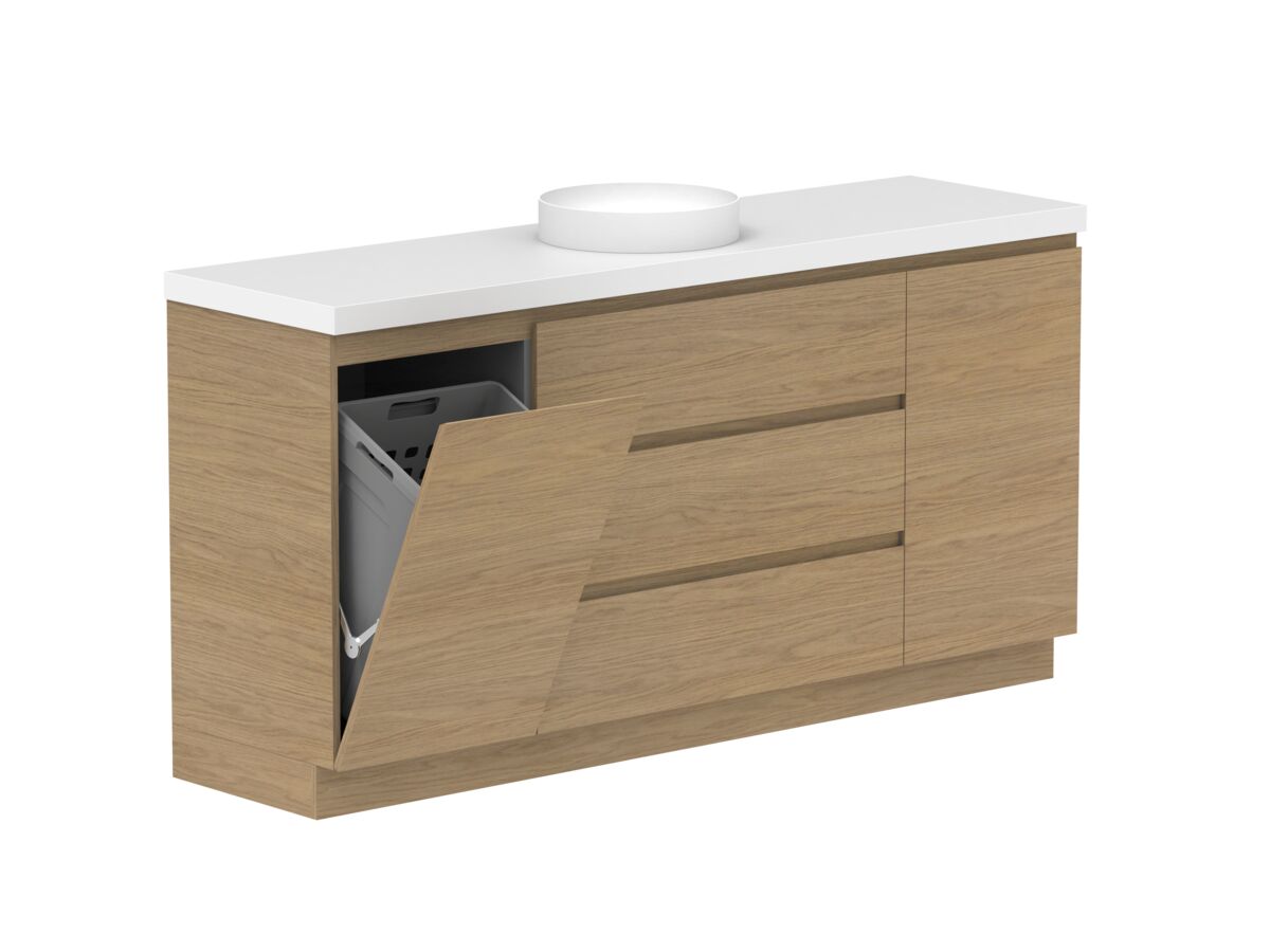 reece Posh Domaine Plus Hamper 1800mm Floor Mounted Vanity Centre Basin 50mm Durasein Top