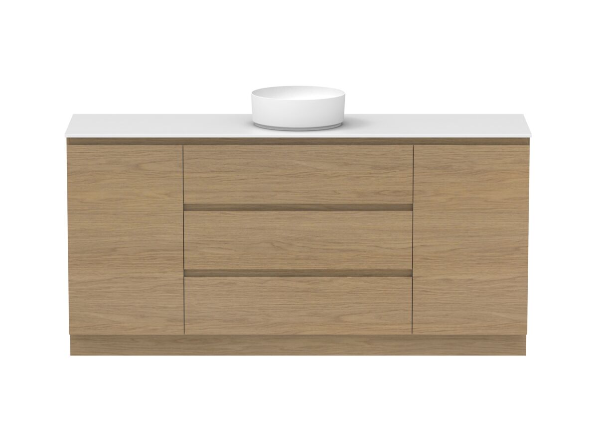 Reece Posh Domaine Plus Hamper 1800mm Floor Mounted Vanity Centre Basin 12mm Durasein Top