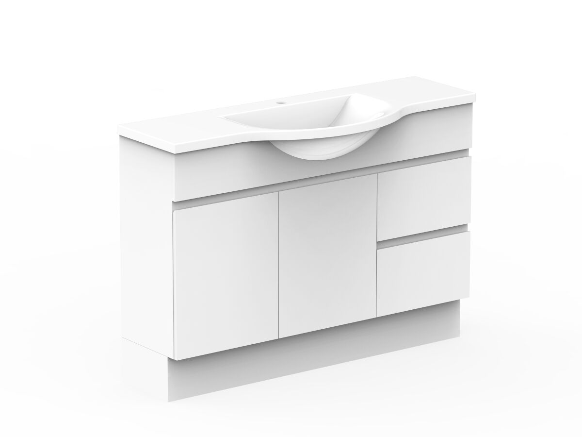 Reece Posh Domaine Plus Semi-Recessed 1200mm Floor Mounted Vanity Centre Basin Cast Marble Top
