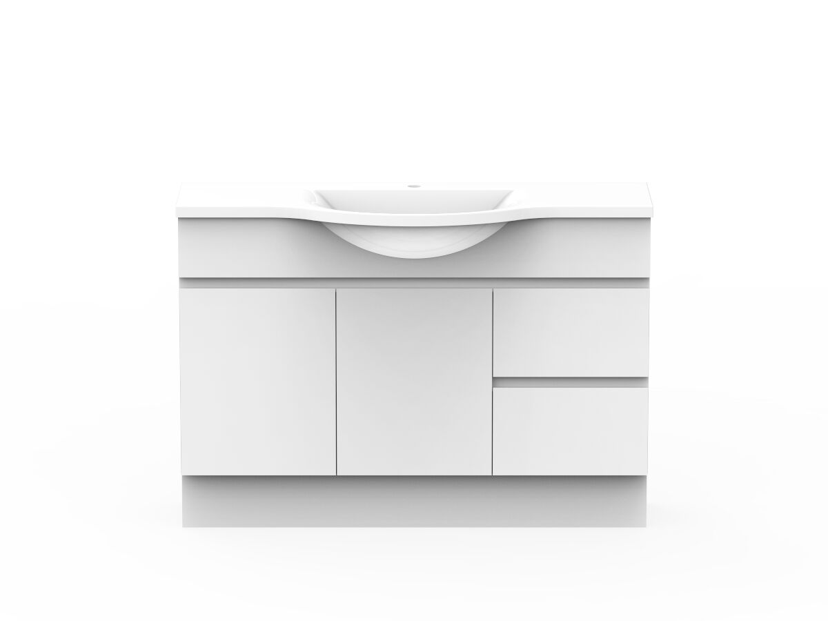 reece Posh Domaine Plus Semi-Recessed 1200mm Floor Mounted Vanity Centre Basin Cast Marble Top