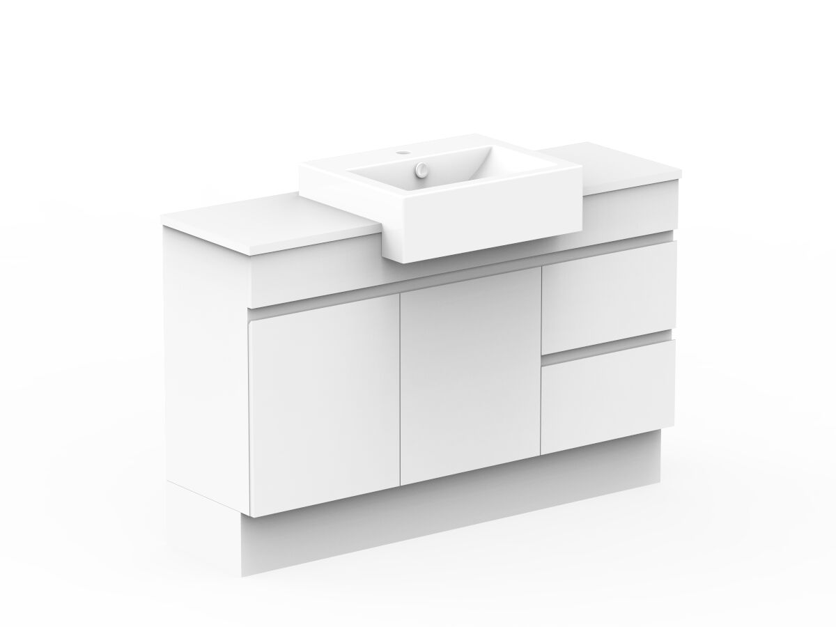 Reece Posh Domaine Plus Semi-Recessed 1200mm Floor Mounted Vanity Centre Basin 20mm Cherry Pie Top