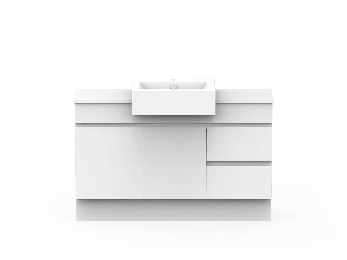 reece Posh Domaine Plus Semi-Recessed 1200mm Floor Mounted Vanity Centre Basin 20mm Cherry Pie Top
