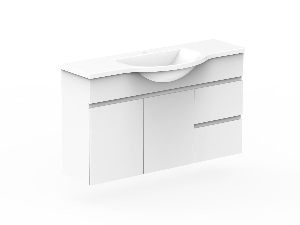 Reece Posh Domaine Plus Semi-Recessed 1200mm Wall Hung Vanity Centre Basin Cast Marble Top