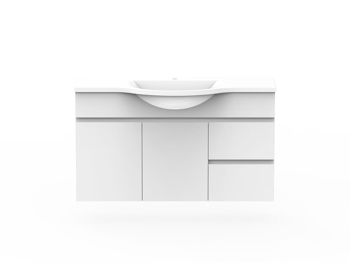 reece Posh Domaine Plus Semi-Recessed 1200mm Wall Hung Vanity Centre Basin Cast Marble Top