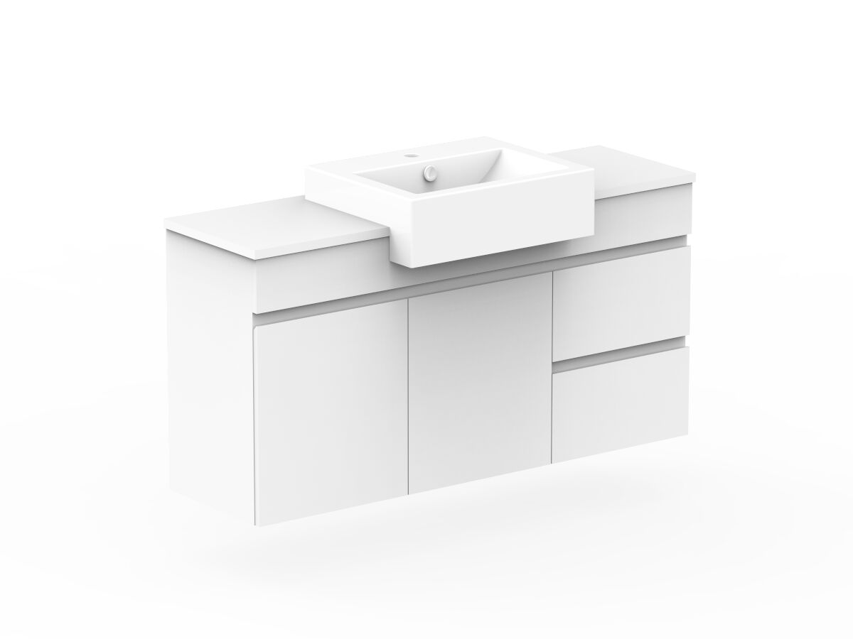Reece Posh Domaine Plus Semi-Recessed 1200mm Wall Hung Vanity Centre Basin 20mm Cherry Pie Top