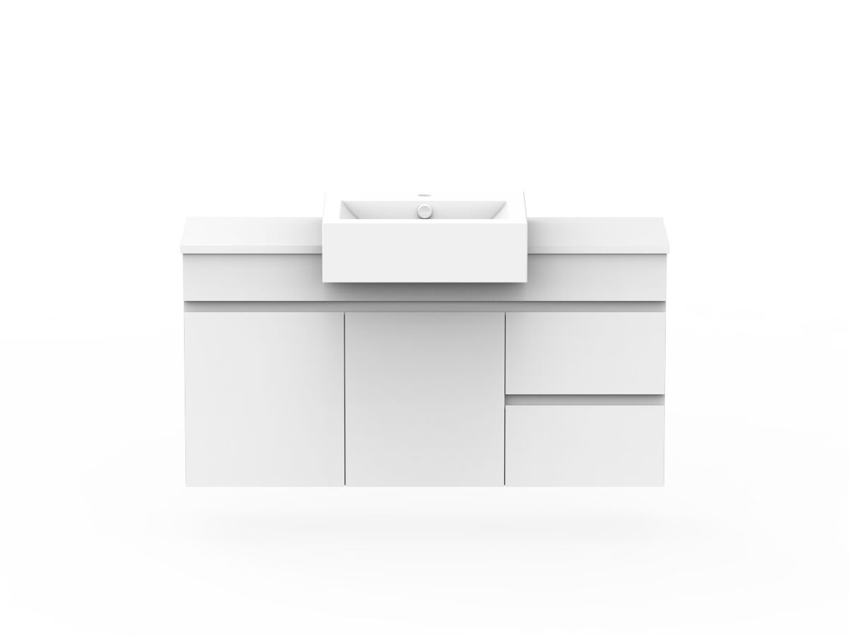 reece Posh Domaine Plus Semi-Recessed 1200mm Wall Hung Vanity Centre Basin 20mm Cherry Pie Top