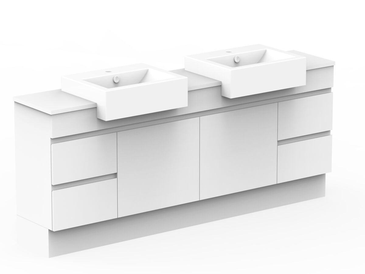 Reece Posh Domaine Plus Semi-Recessed 1500mm Floor Mounted Vanity Double Basin 20mm Cherry Pie Top