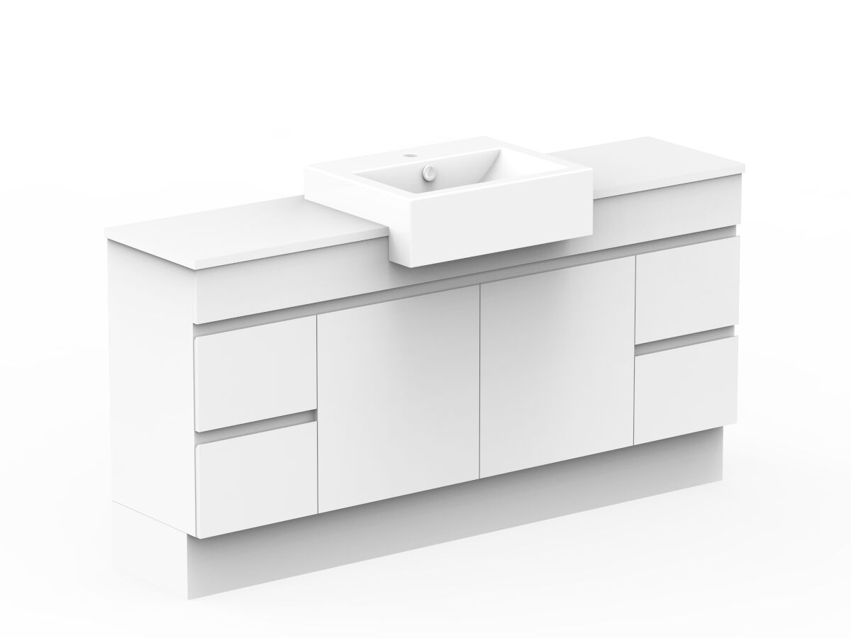 Reece Posh Domaine Plus Semi-Recessed 1500mm Floor Mounted Vanity Centre Basin 20mm Cherry Pie Top