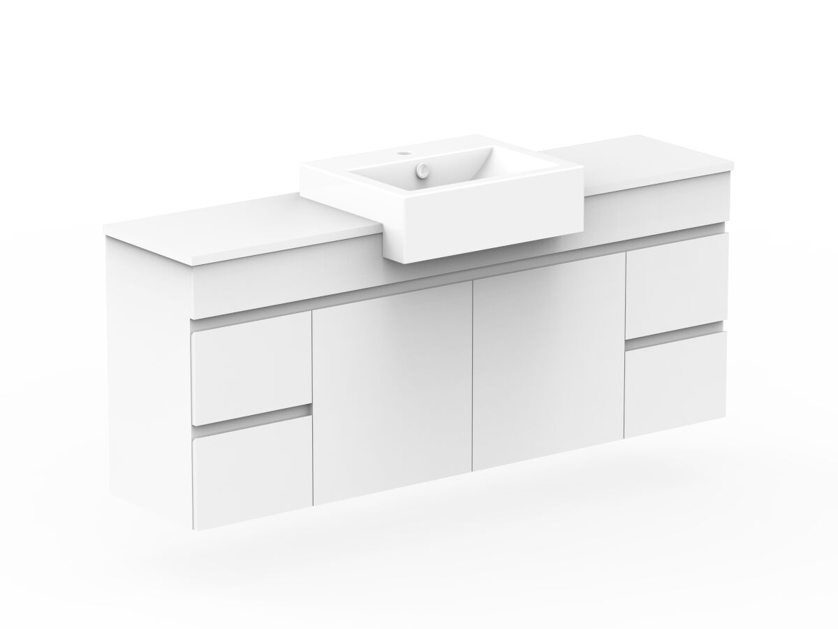 Reece Posh Domaine Plus Semi-Recessed 1500mm Wall Hung Vanity Centre Basin 20mm Cherry Pie Top