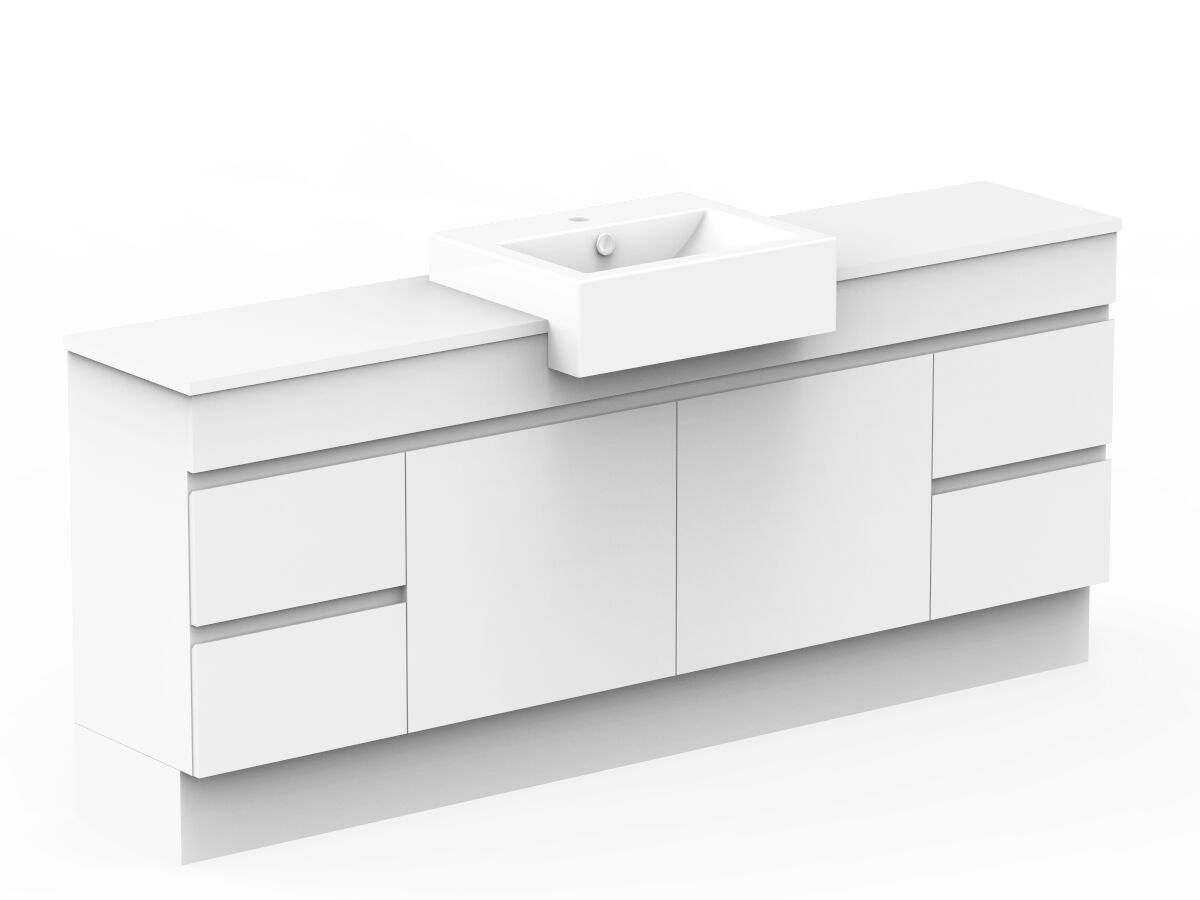 Reece Posh Domaine Plus Semi-Recessed 1800mm Floor Mounted Vanity Centre Basin 20mm Cherry Pie Top