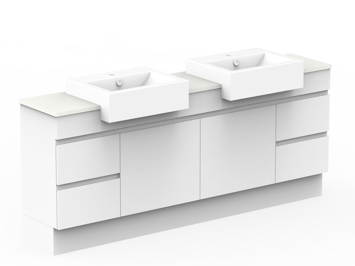 Reece Posh Domaine Plus Semi-Recessed 1800mm Floor Mounted Vanity Double Basin 20mm Cherry Pie Top