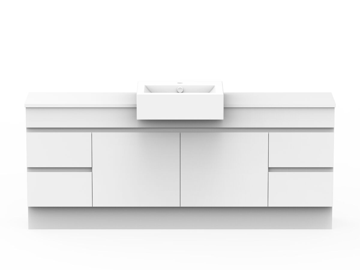 reece Posh Domaine Plus Semi-Recessed 1800mm Floor Mounted Vanity Centre Basin 20mm Cherry Pie Top
