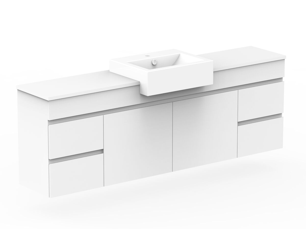 Reece Posh Domaine Plus Semi-Recessed 1800mm Wall Hung Vanity Centre Basin 20mm Cherry Pie Top