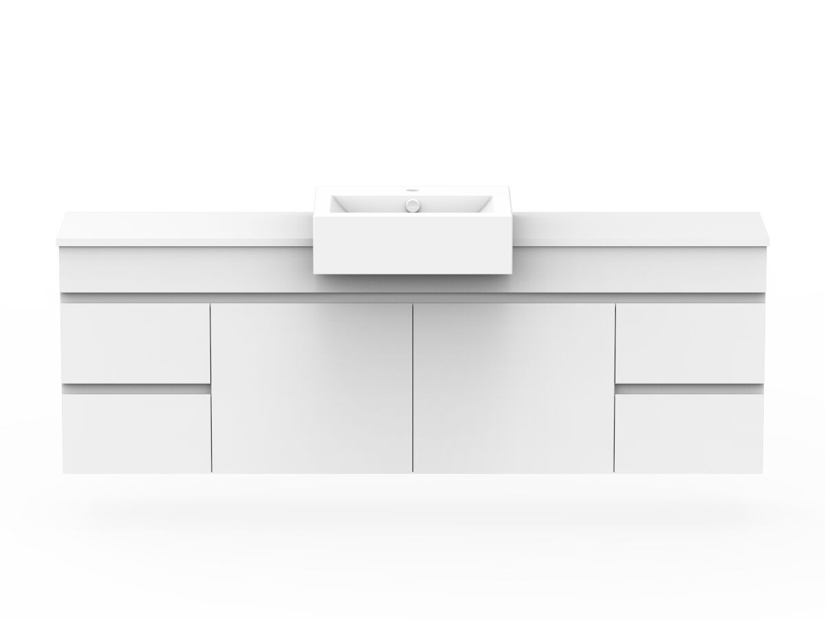 reece Posh Domaine Plus Semi-Recessed 1800mm Wall Hung Vanity Centre Basin 20mm Cherry Pie Top