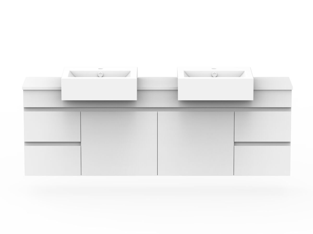 reece Posh Domaine Plus Semi-Recessed 1800mm Wall Hung Vanity Double Basin 20mm Cherry Pie Top