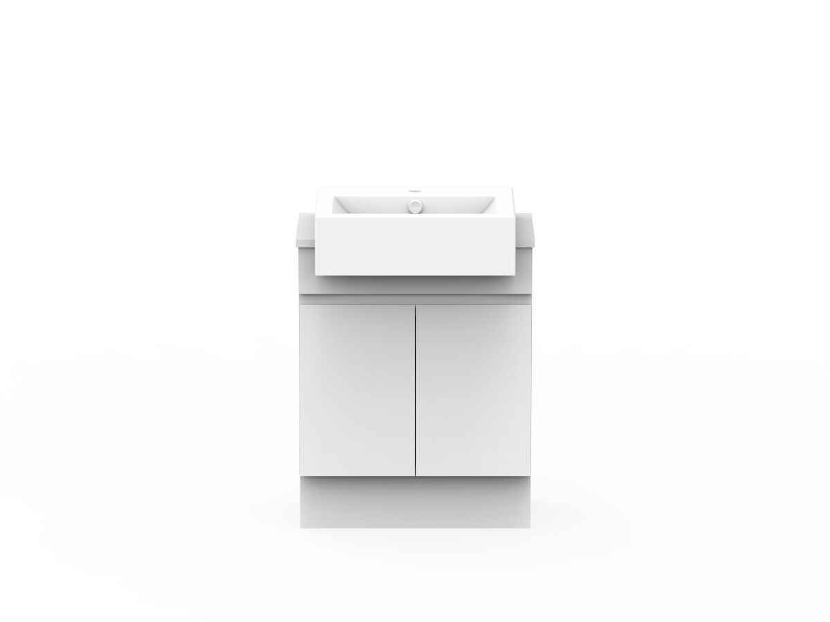 reece Posh Domaine Plus Semi-Recessed 600mm Floor Mounted Vanity Centre Basin 20mm Cherry Pie Top