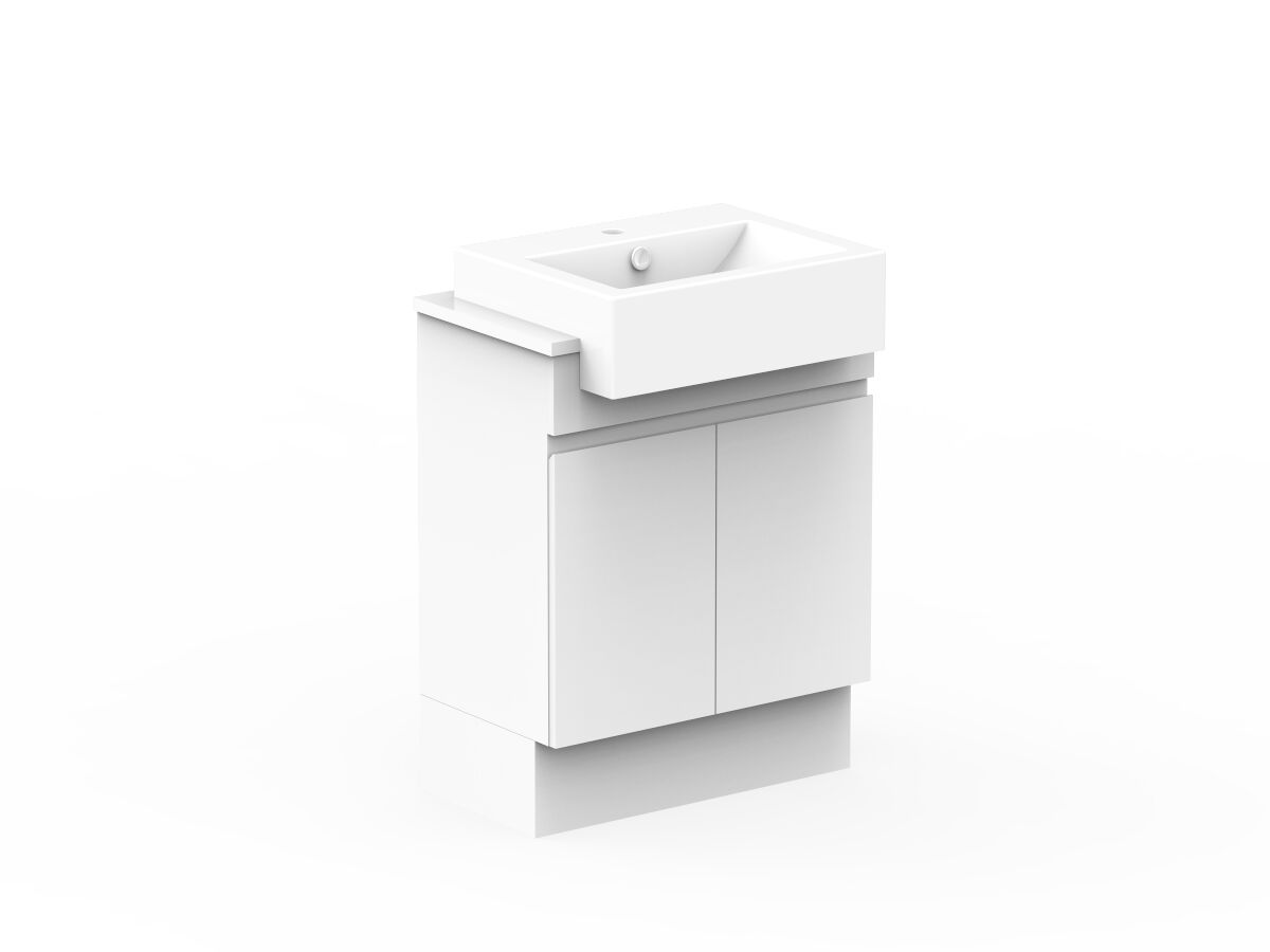 Reece Posh Domaine Plus Semi-Recessed 600mm Floor Mounted Vanity Centre Basin 20mm Cherry Pie Top