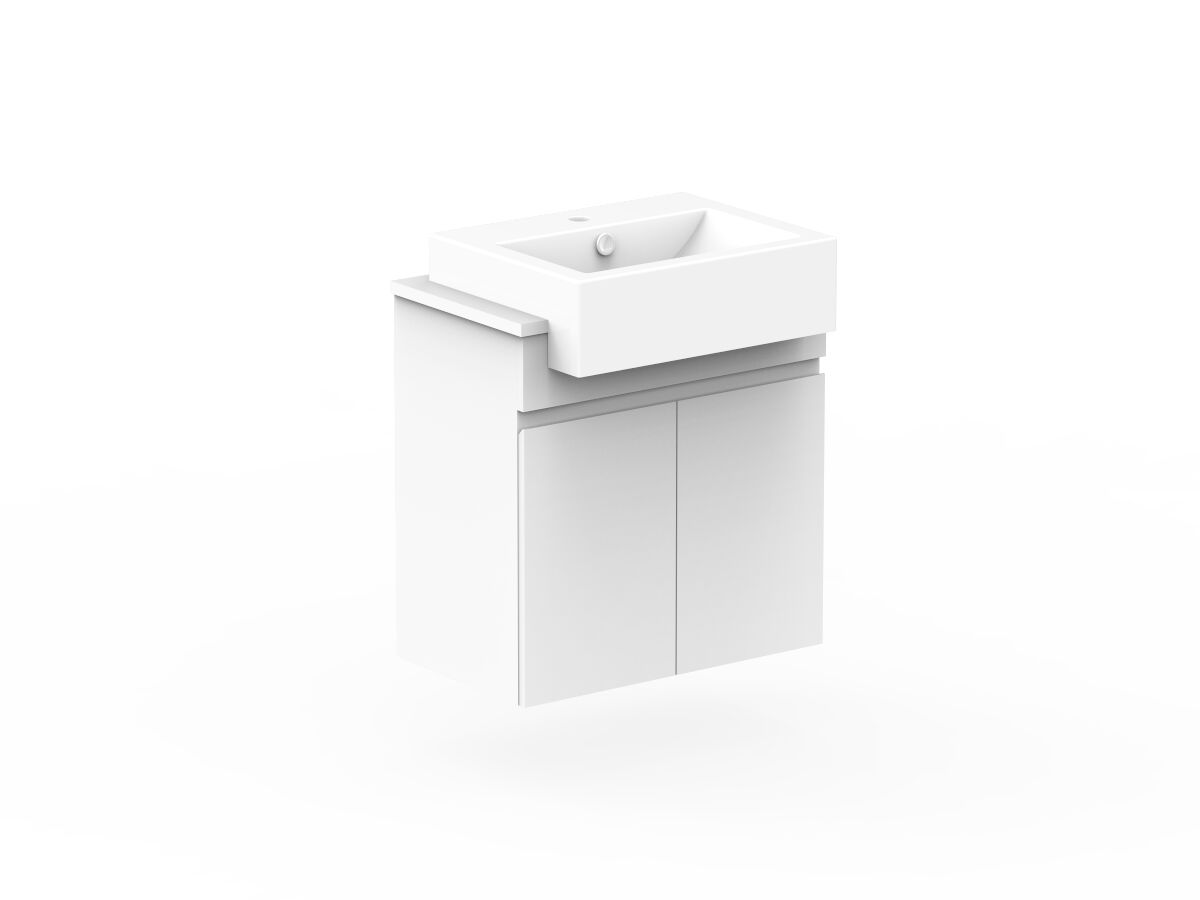 Reece Posh Domaine Plus Semi-Recessed 600mm Wall Hung Vanity Centre Basin 20mm Cherry Pie Top
