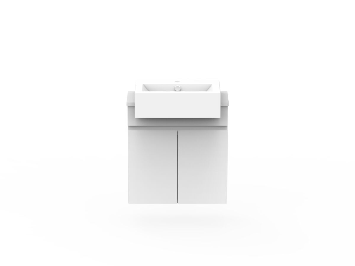 reece Posh Domaine Plus Semi-Recessed 600mm Wall Hung Vanity Centre Basin 20mm Cherry Pie Top