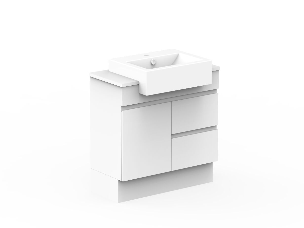 Reece Posh Domaine Plus Semi-Recessed 750mm Floor Mounted Vanity Centre Basin 20mm Cherry Pie Top