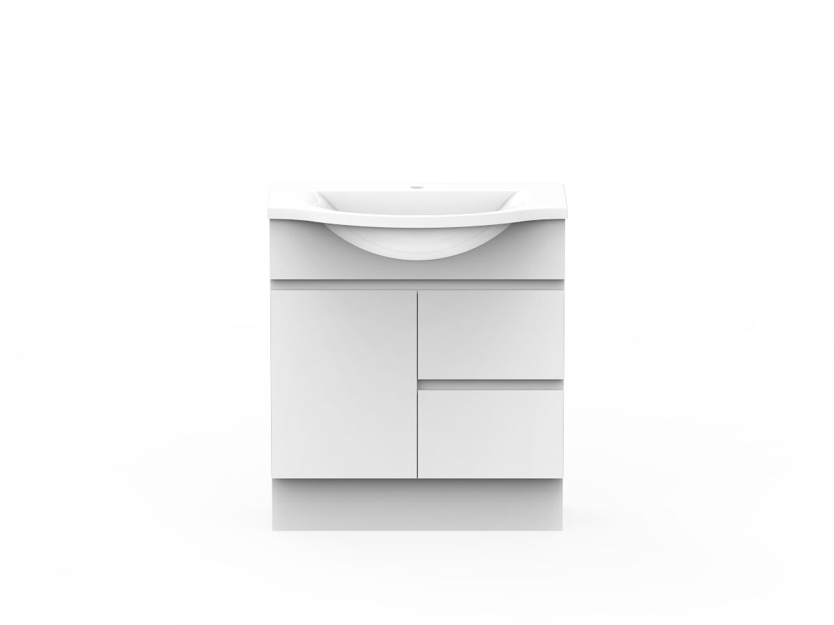 reece Posh Domaine Plus Semi-Recessed 750mm Floor Mounted Vanity Centre Basin Cast Marble Top reece Posh Domaine Plus Semi-Recessed 750mm Floor Mounted Vanity Centre Basin Cast Marble Top