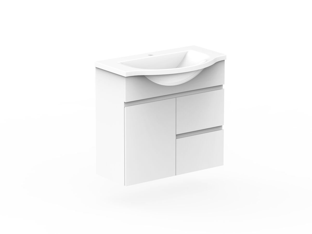 Reece Posh Domaine Plus Semi-Recessed 750mm Wall Hung Vanity Centre Basin Cast Marble Top