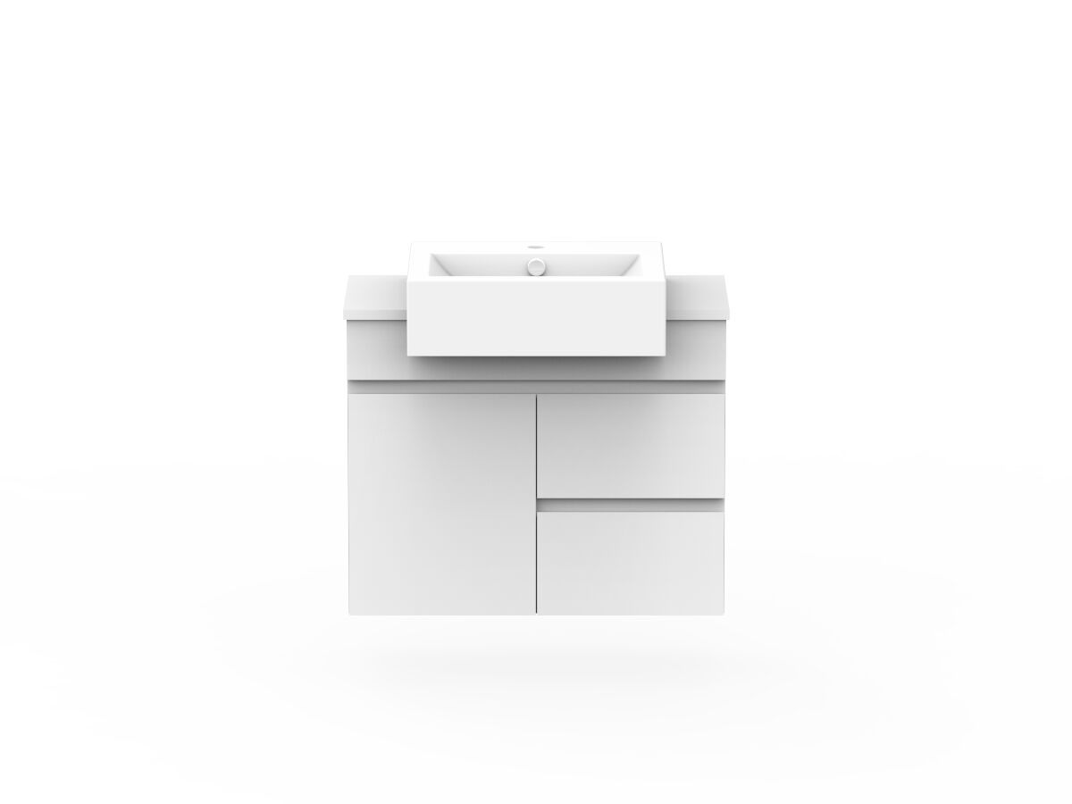 reece Posh Domaine Plus Semi-Recessed 750mm Wall Hung Vanity Centre Basin 20mm Cherry Pie Top