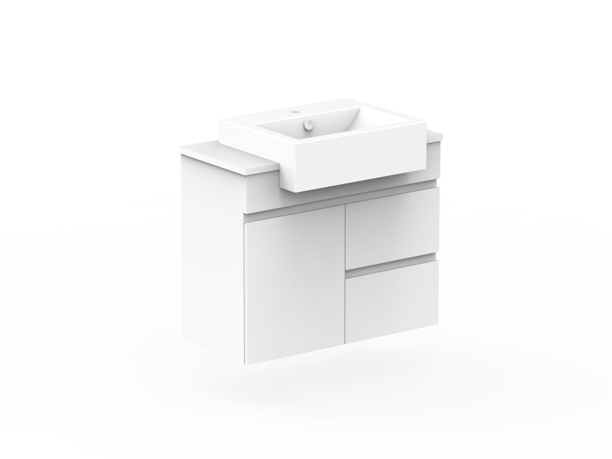 Reece Posh Domaine Plus Semi-Recessed 750mm Wall Hung Vanity Centre Basin 20mm Cherry Pie Top