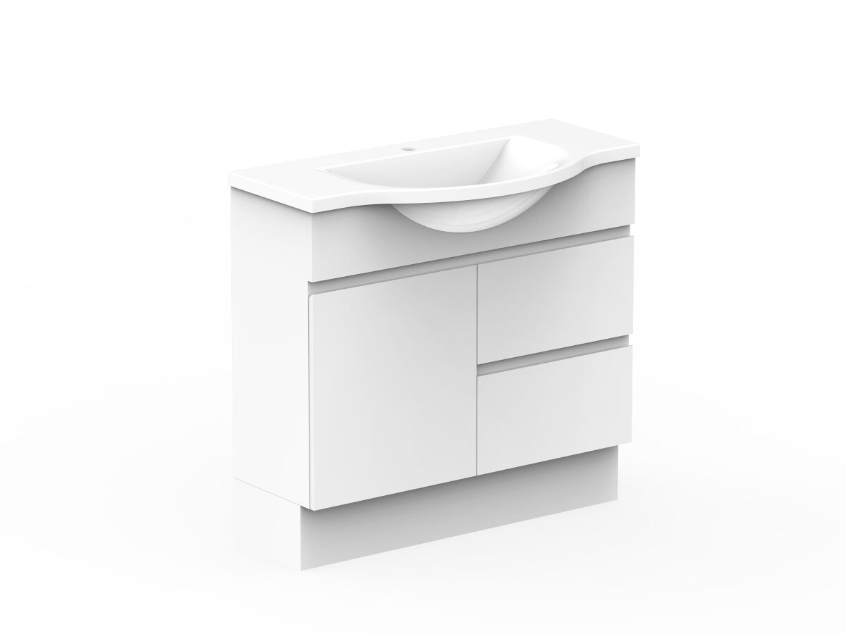 Reece Posh Domaine Plus Semi-Recessed 900mm Floor Mounted Vanity Centre Basin Cast Marble Top