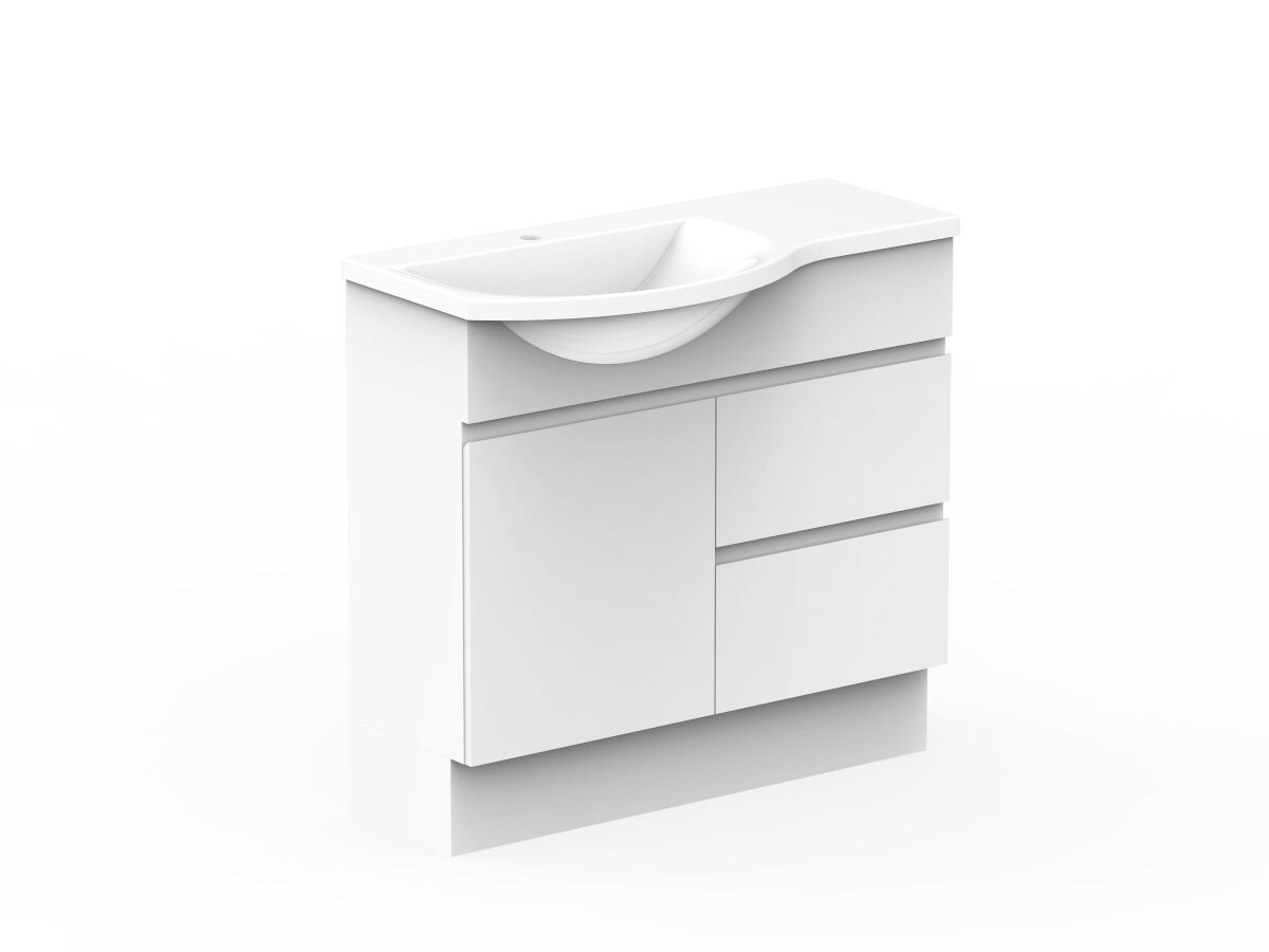 Reece Posh Domaine Plus Semi-Recessed 900mm Floor Mounted Vanity Left Hand Basin Cast Marble Top