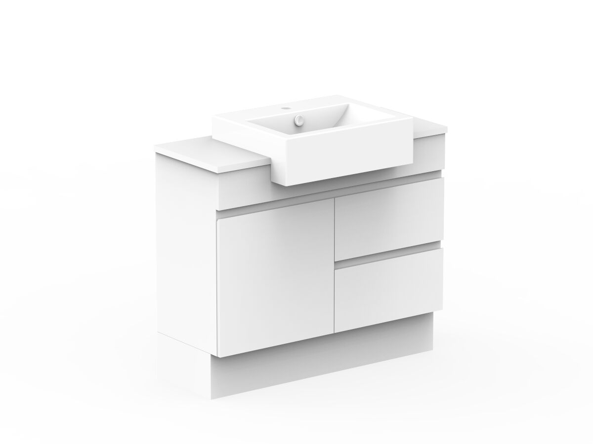 Reece Posh Domaine Plus Semi-Recessed 900mm Floor Mounted Vanity Centre Basin 20mm Cherry Pie Top