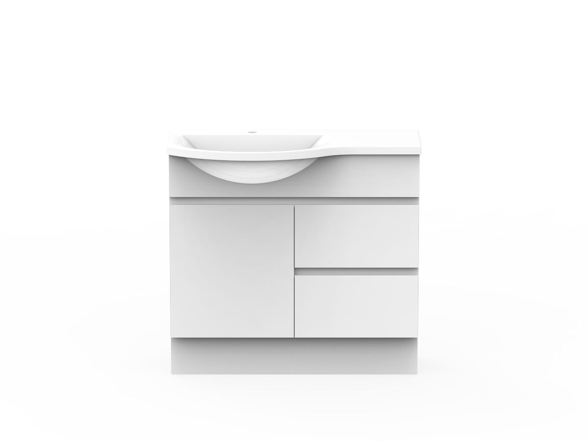 reece Posh Domaine Plus Semi-Recessed 900mm Floor Mounted Vanity Left Hand Basin Cast Marble Top